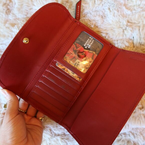 Dooney & Bourke Red Smooth Leather Trifold Clutch - Picture 4 of 4